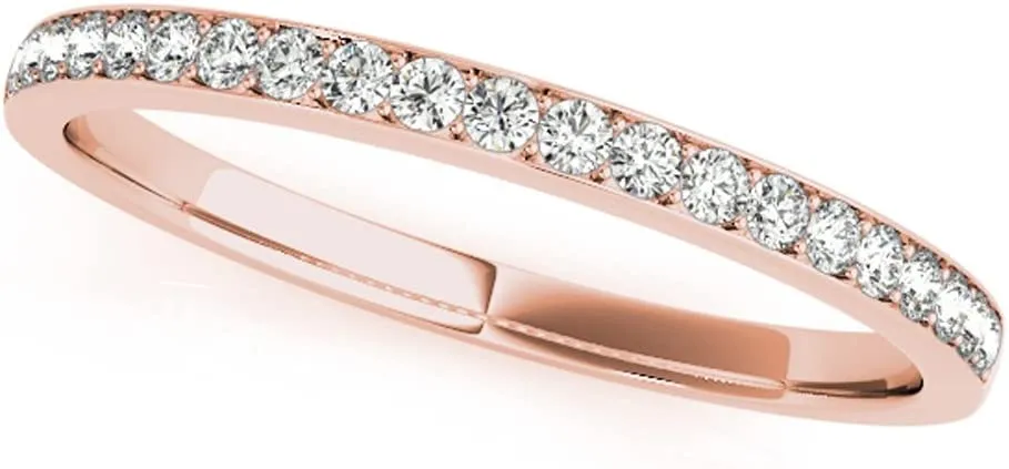 JewelMore 14k Gold Natural Round Diamond Ladies Wedding Anniversary Stackable Ring (1/4 Carat)