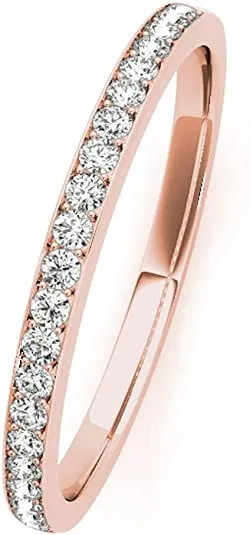 JewelMore 14k Gold Natural Round Diamond Ladies Wedding Anniversary Stackable Ring (1/4 Carat)