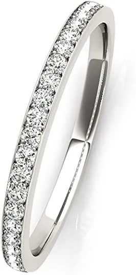 JewelMore 14k Gold Natural Round Diamond Ladies Wedding Anniversary Stackable Ring (1/4 Carat)