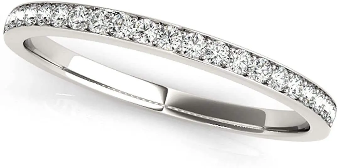 JewelMore 14k Gold Natural Round Diamond Ladies Wedding Anniversary Stackable Ring (1/4 Carat)