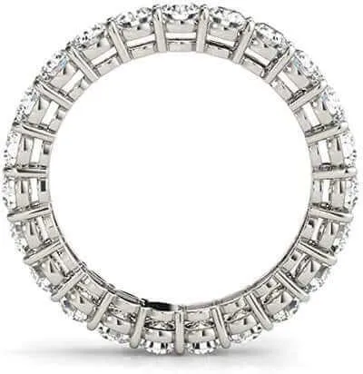 JewelMore 2 Carat - 7 Carat | Certified Round Lab Grown Diamond Eternity Ring For Women | 14K White Gold | G-H-SI Quality Revival Diamonds | Wedding Anniversary Band Ring