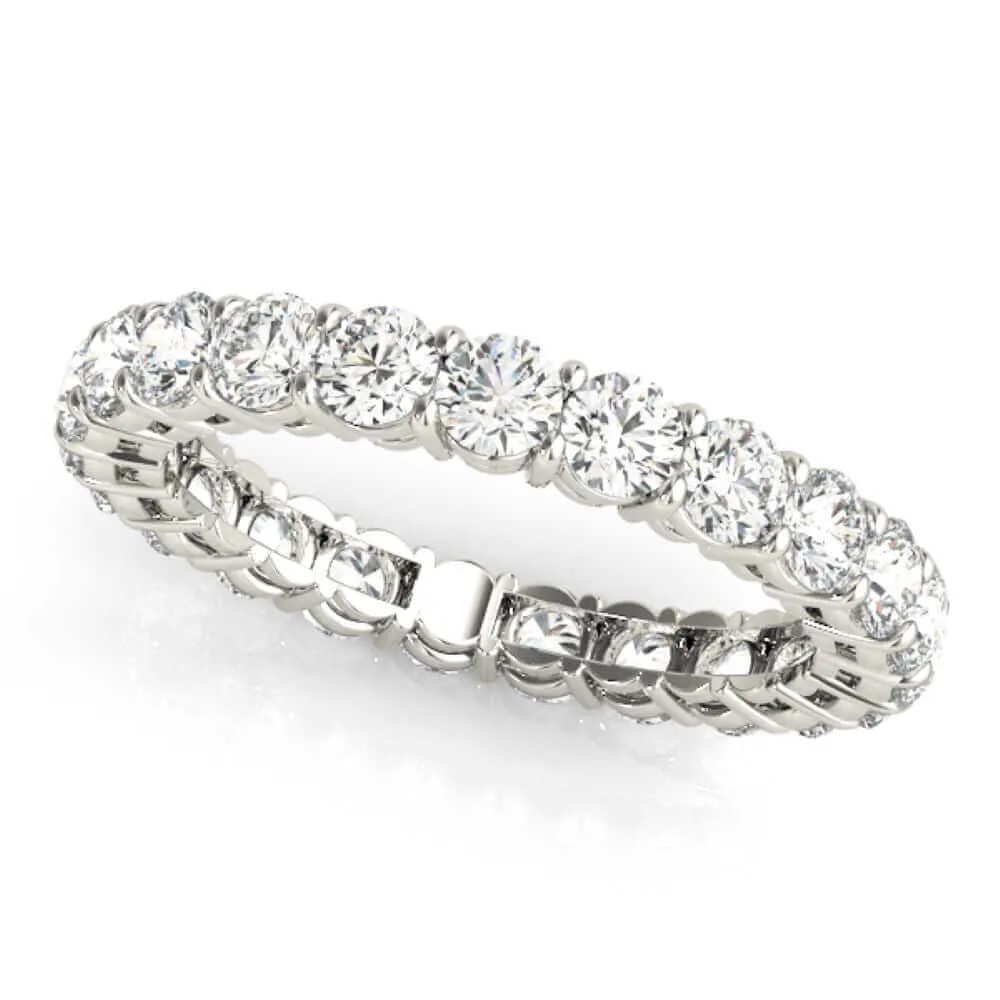 JewelMore 2 Carat - 7 Carat | Certified Round Lab Grown Diamond Eternity Ring For Women | 14K White Gold | G-H-SI Quality Revival Diamonds | Wedding Anniversary Band Ring