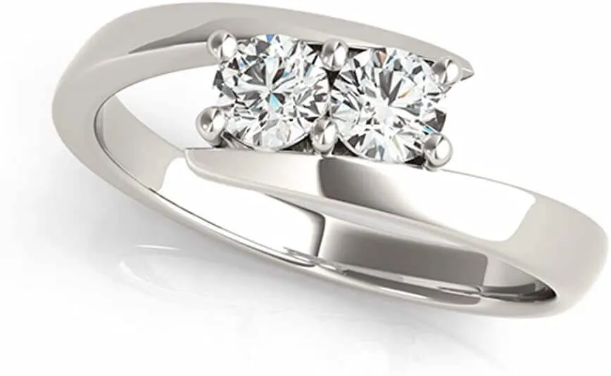 JewelMore Two-Stone Forever Us Ring 1/8 ct tw Diamonds 14K White Gold