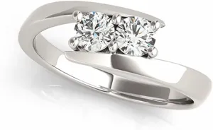 JewelMore Two-Stone Forever Us Ring 1/8 ct tw Diamonds 14K White Gold