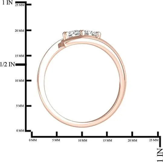 JewelMore Two Stone Ring Forever 1/4ct two Diamond in 14K Rose Gold (I-J / I2-I3)