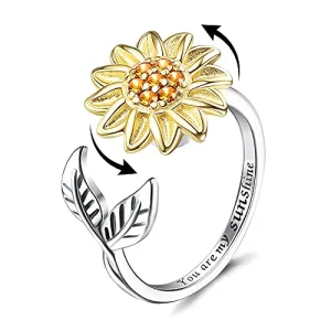 Jewenova Sunflower Spinner Ring