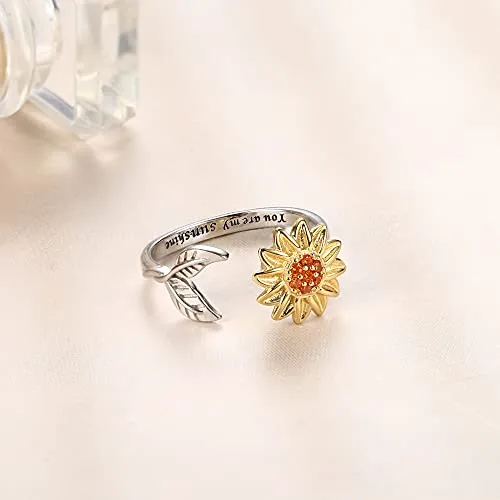 Jewenova Sunflower Spinner Ring