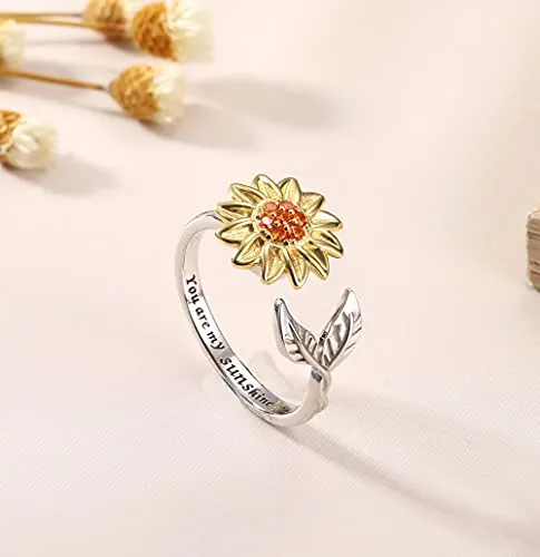 Jewenova Sunflower Spinner Ring