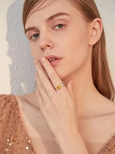 Jewenova Sunflower Spinner Ring
