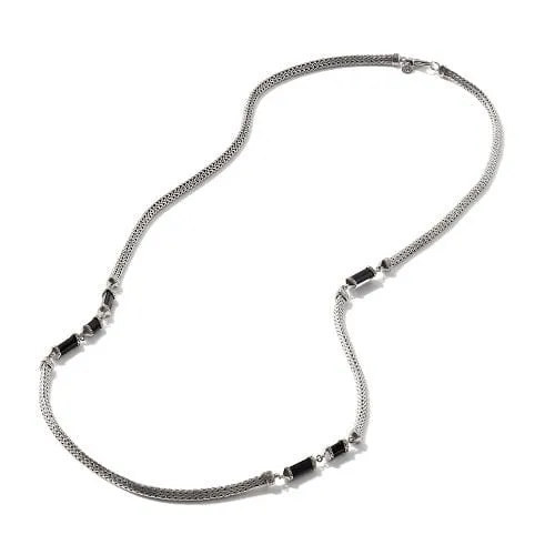 John Hardy Silver Tiga Onyx Station Necklace