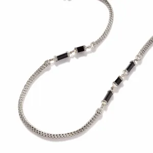 John Hardy Silver Tiga Onyx Station Necklace