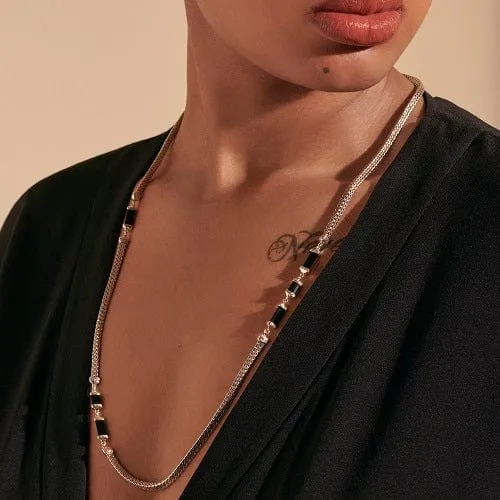John Hardy Silver Tiga Onyx Station Necklace