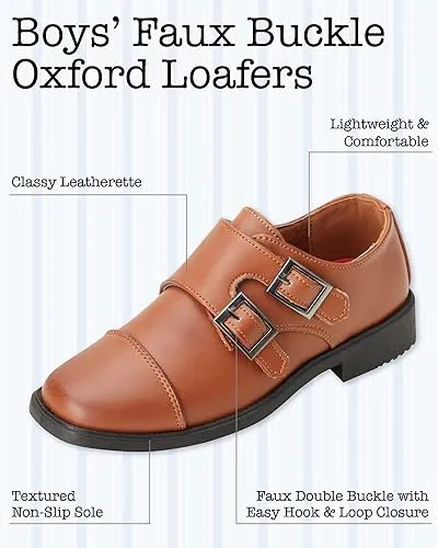 Josmo Boy’s Dress Shoes – Hook and Loop Double Monk Strap Cap Toe Oxford Loafers (Toddler/Little Kid/Big Kid)