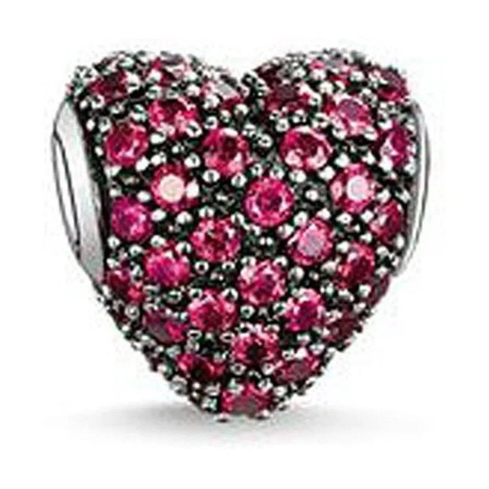 Karma Bead Red Pave Heart