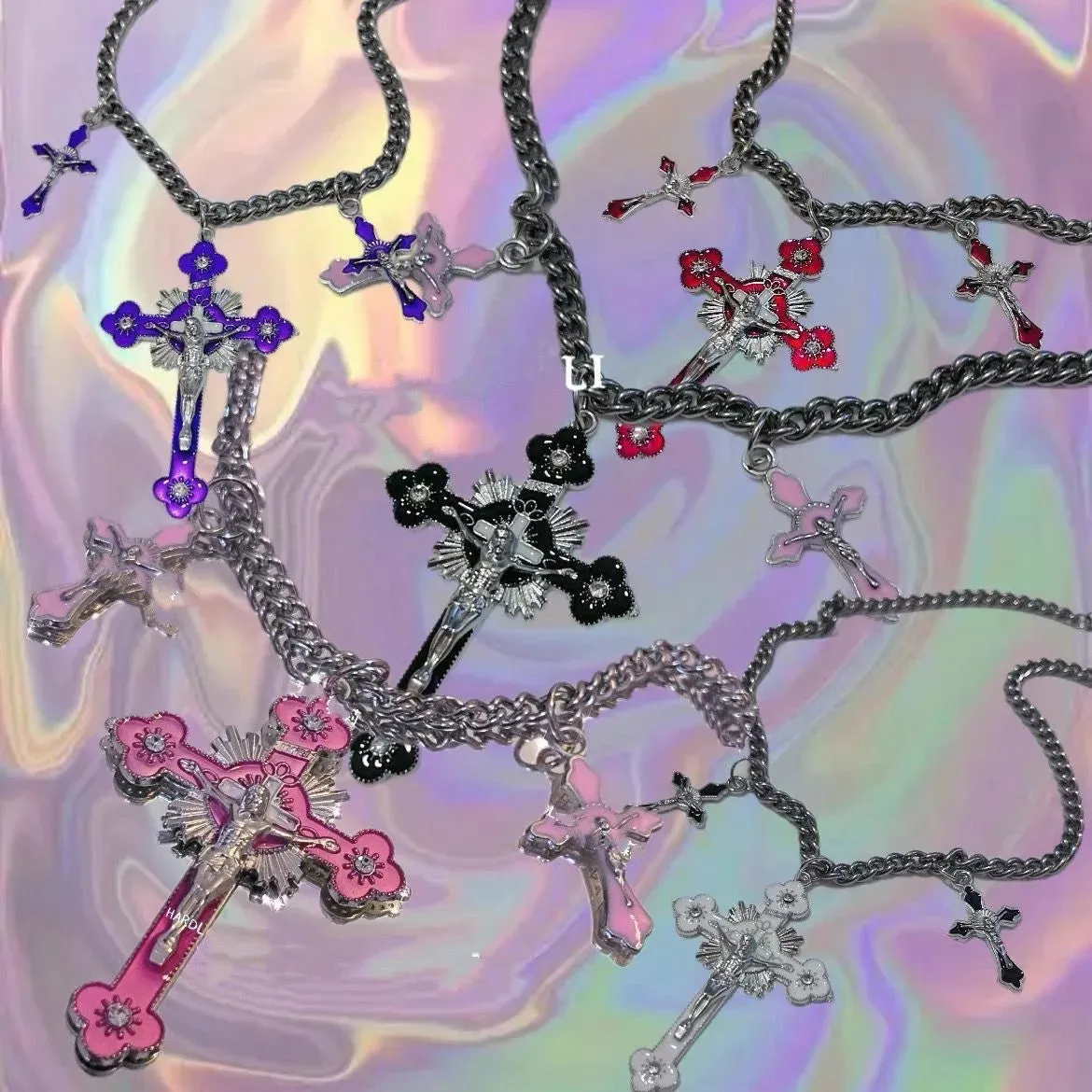 Khaleesi 3 Pcs Colored Cross Necklace