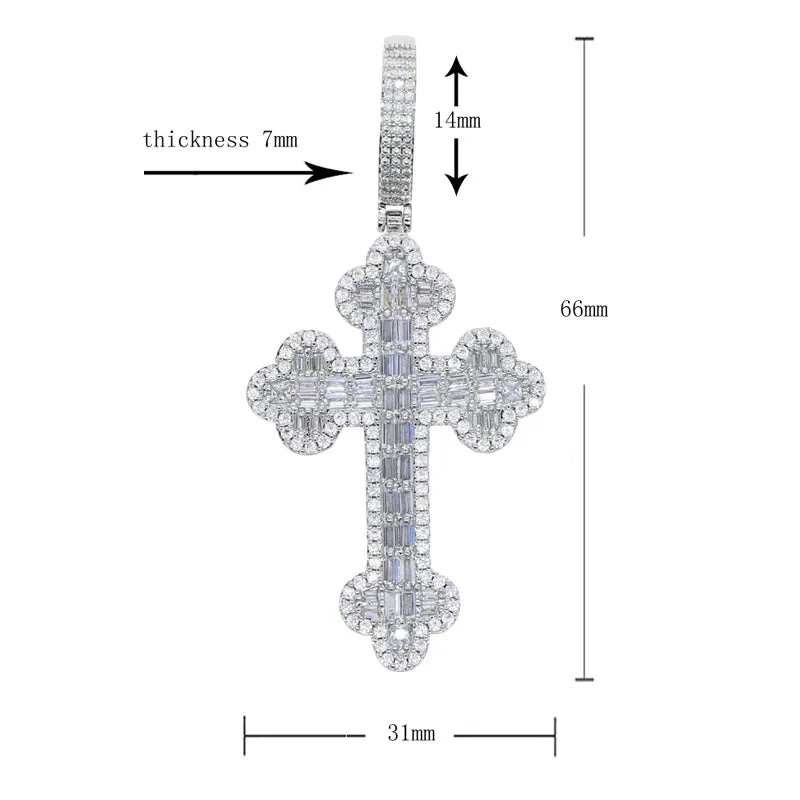 Khaleesi Iced Out Cross Pendant Necklace