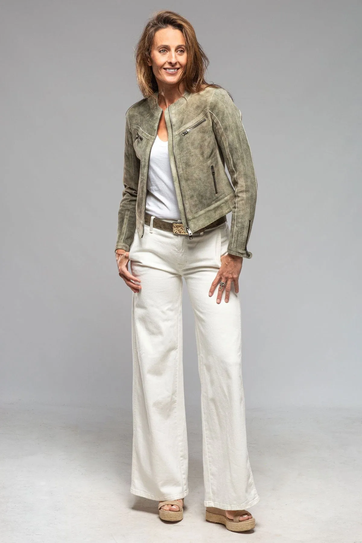 Kiley Short Suede Jacket In Moss