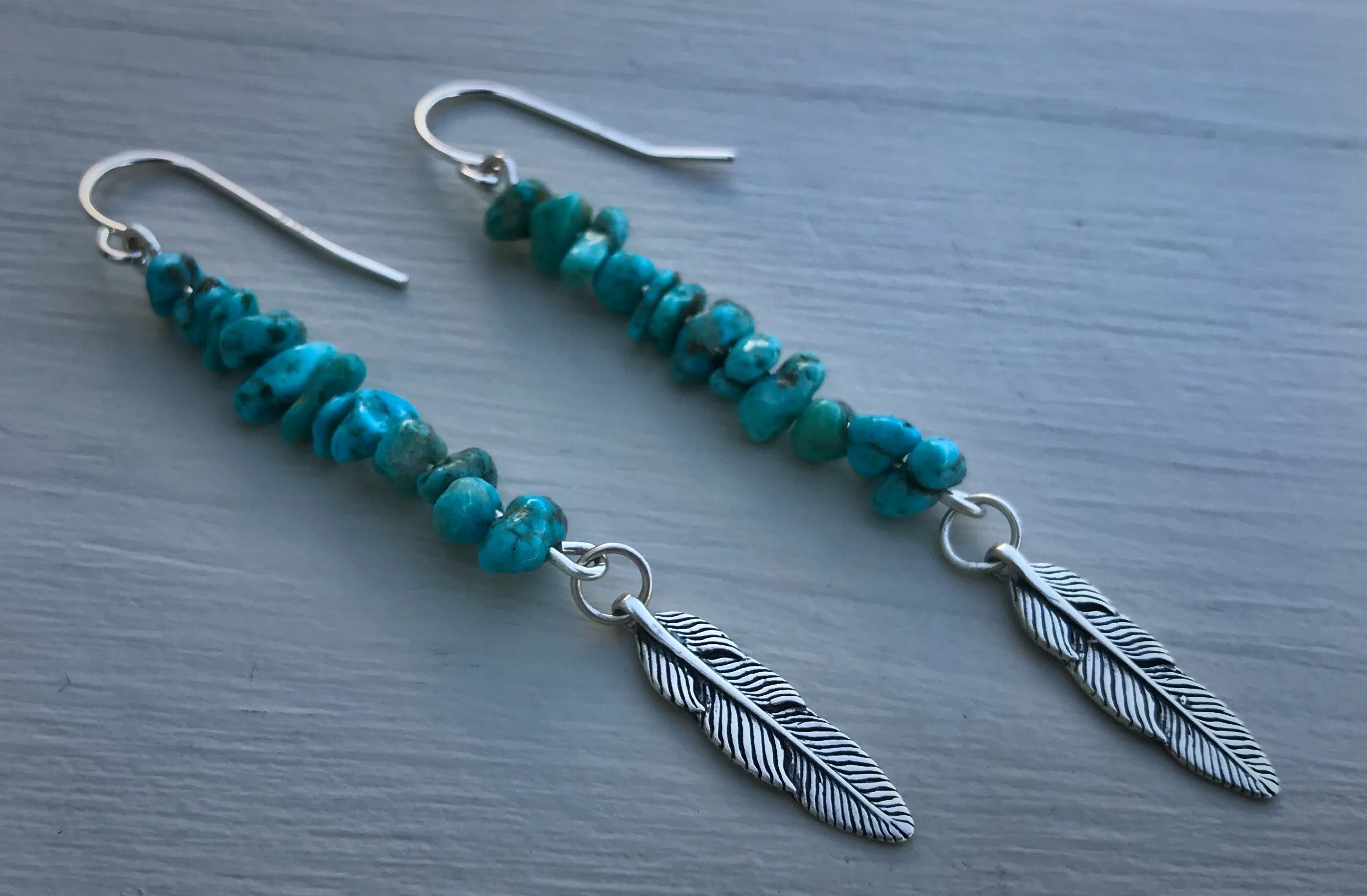 Kingman Nugget Feather Earrings