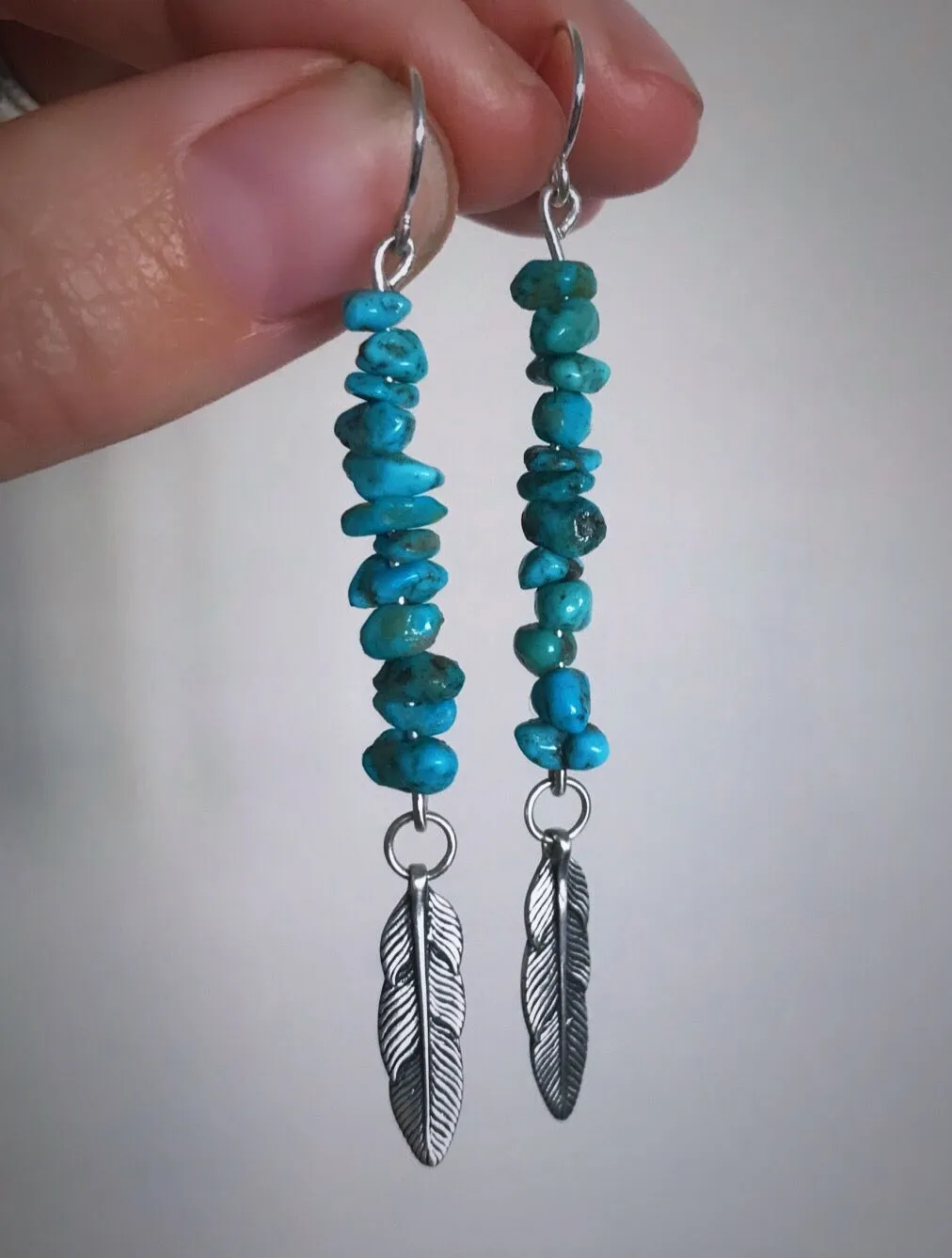 Kingman Nugget Feather Earrings