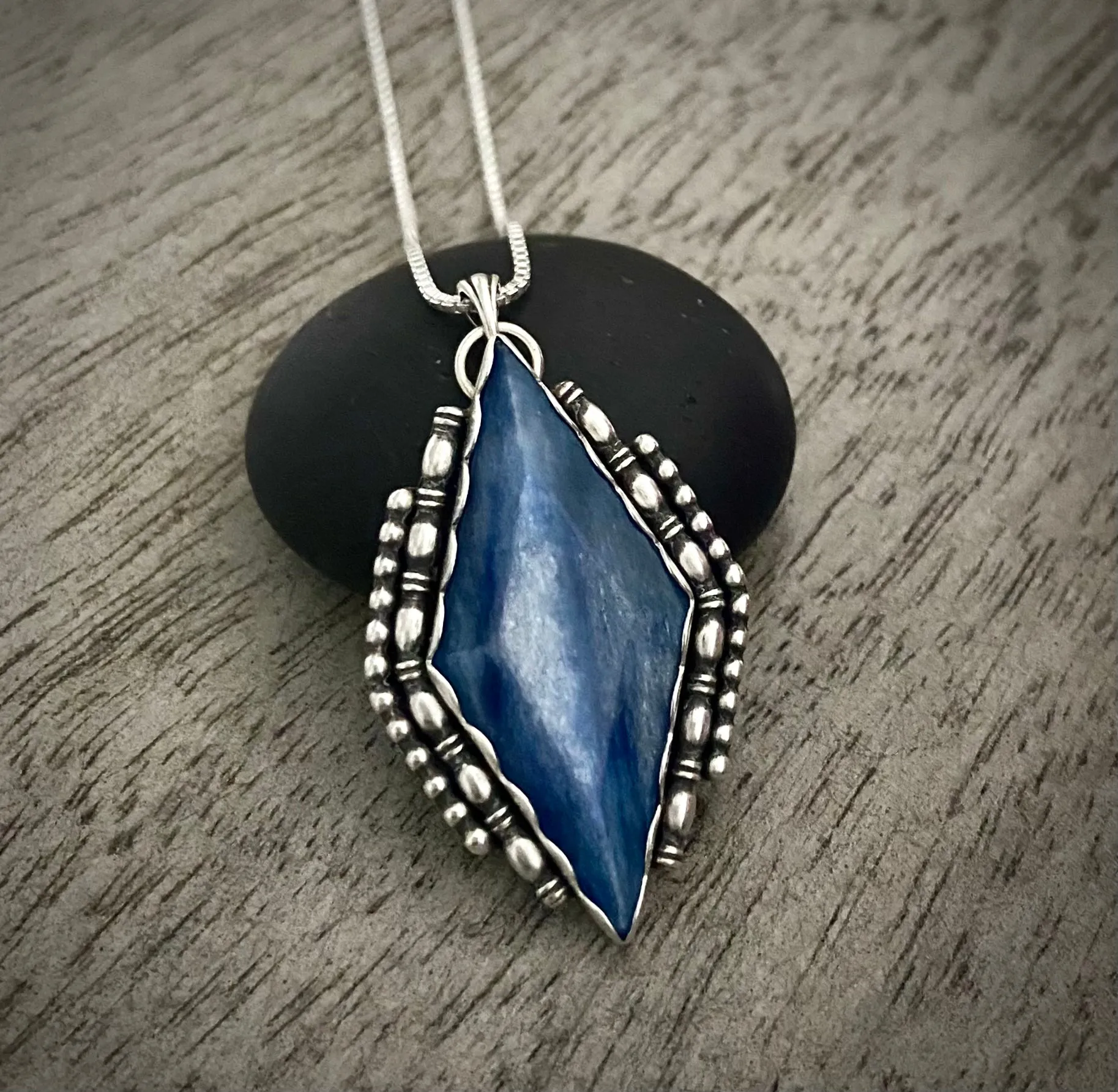 Kyanite Radiating Diamond Pendant