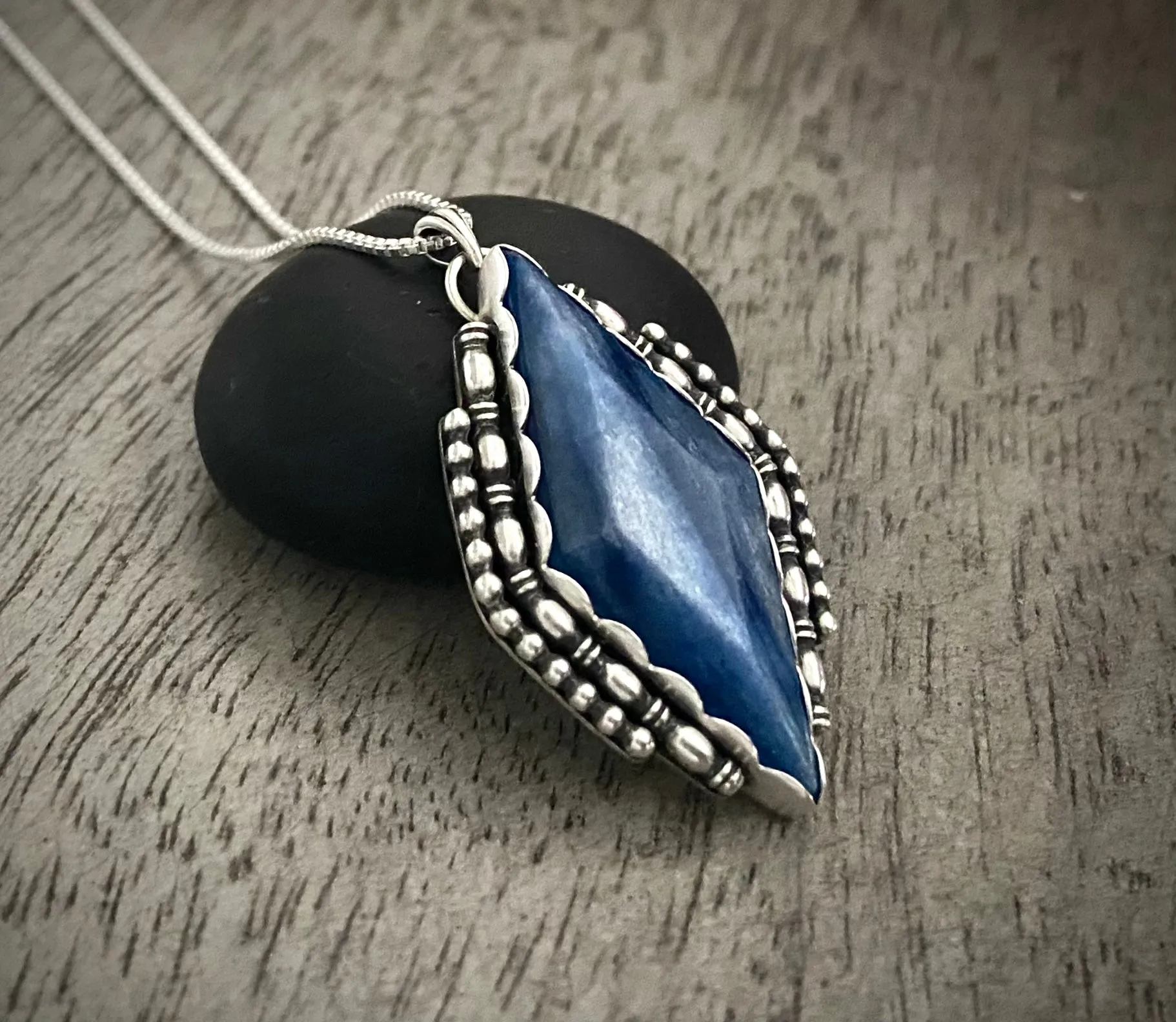 Kyanite Radiating Diamond Pendant