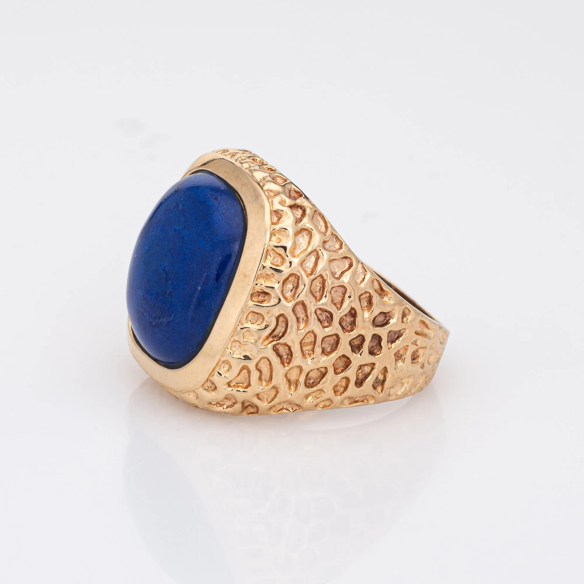 Lapis Lazuli Signet Ring Vintage 14k Yellow Gold Sz 6.5 Square Men's Band