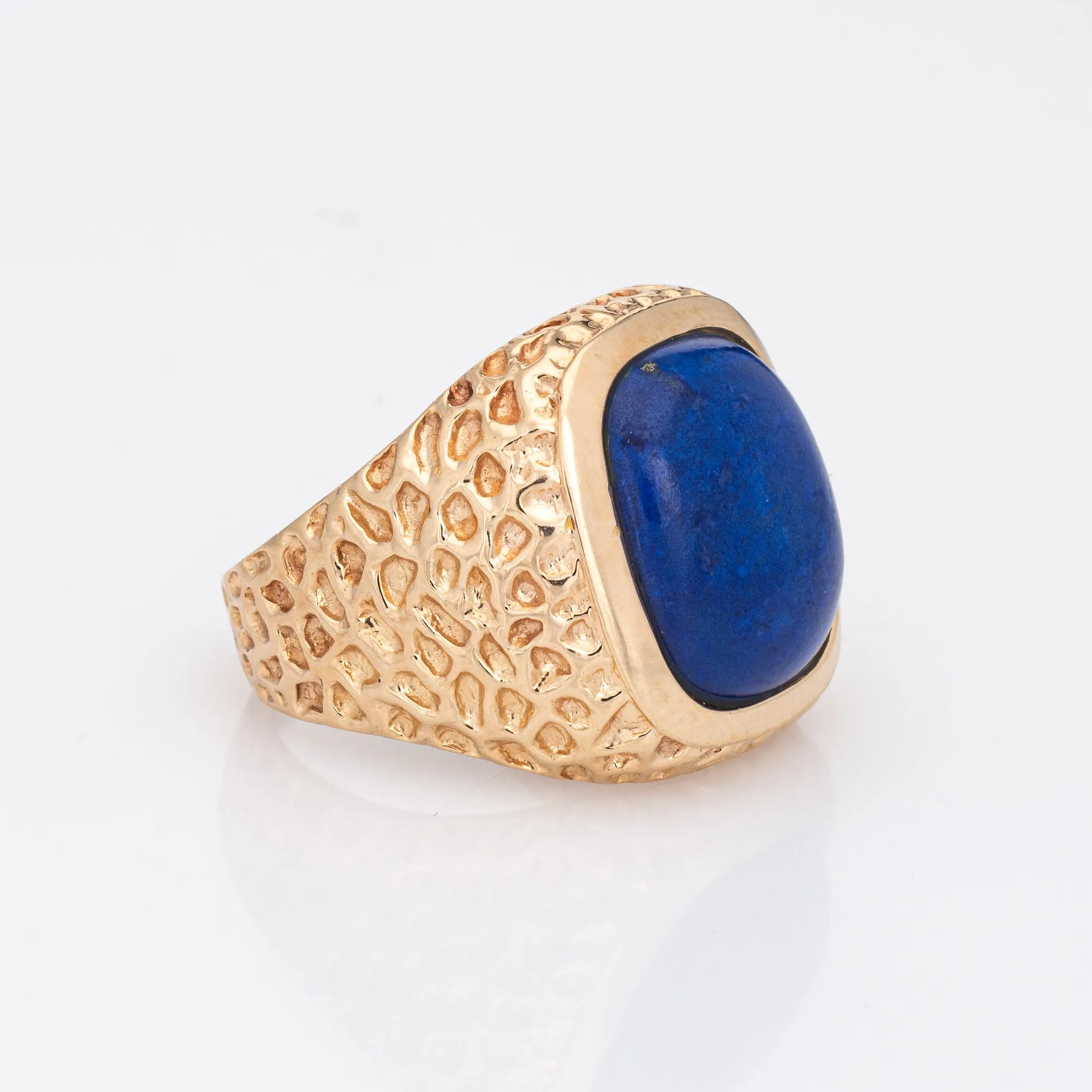 Lapis Lazuli Signet Ring Vintage 14k Yellow Gold Sz 6.5 Square Men's Band