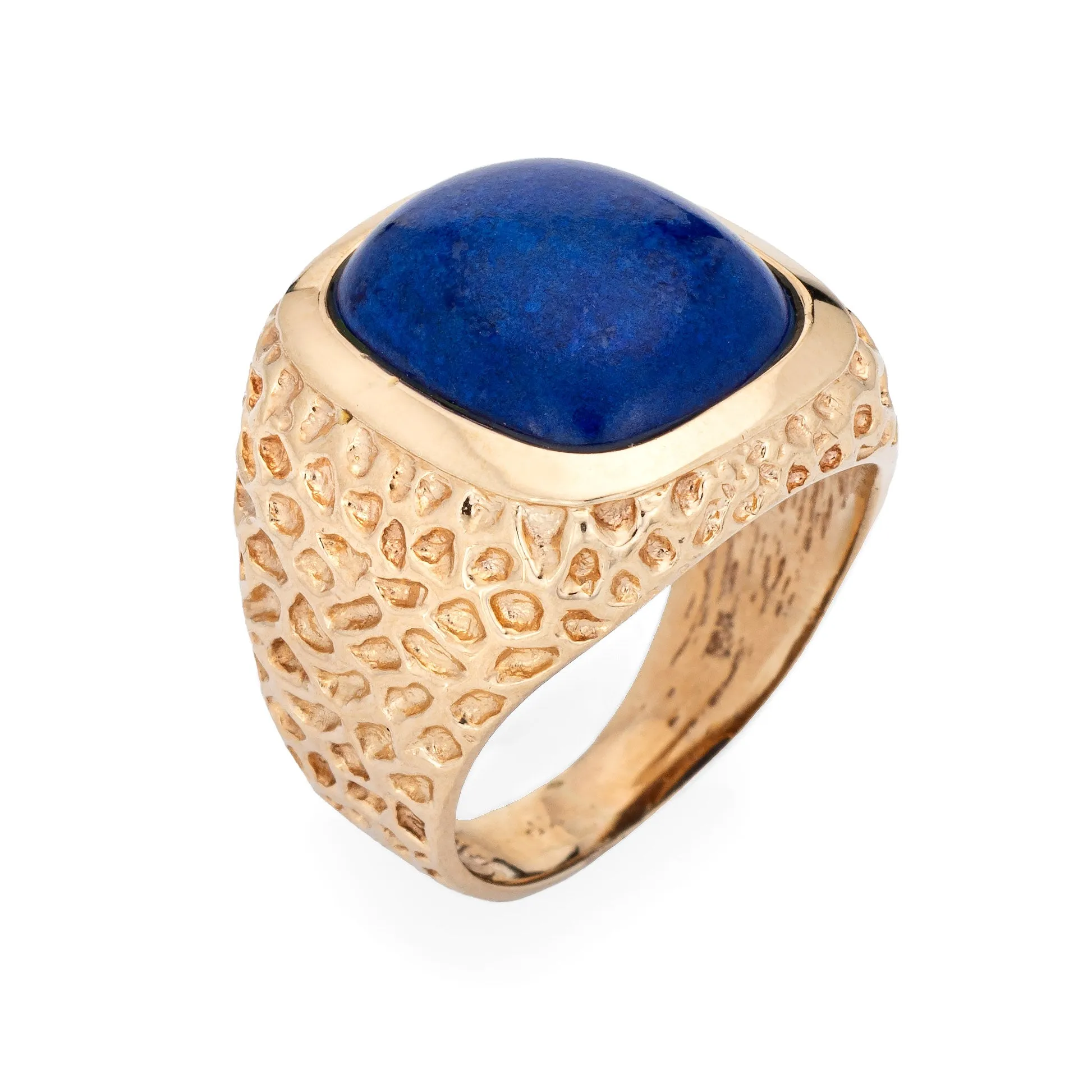 Lapis Lazuli Signet Ring Vintage 14k Yellow Gold Sz 6.5 Square Men's Band