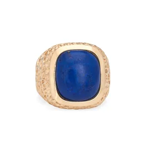 Lapis Lazuli Signet Ring Vintage 14k Yellow Gold Sz 6.5 Square Men's Band