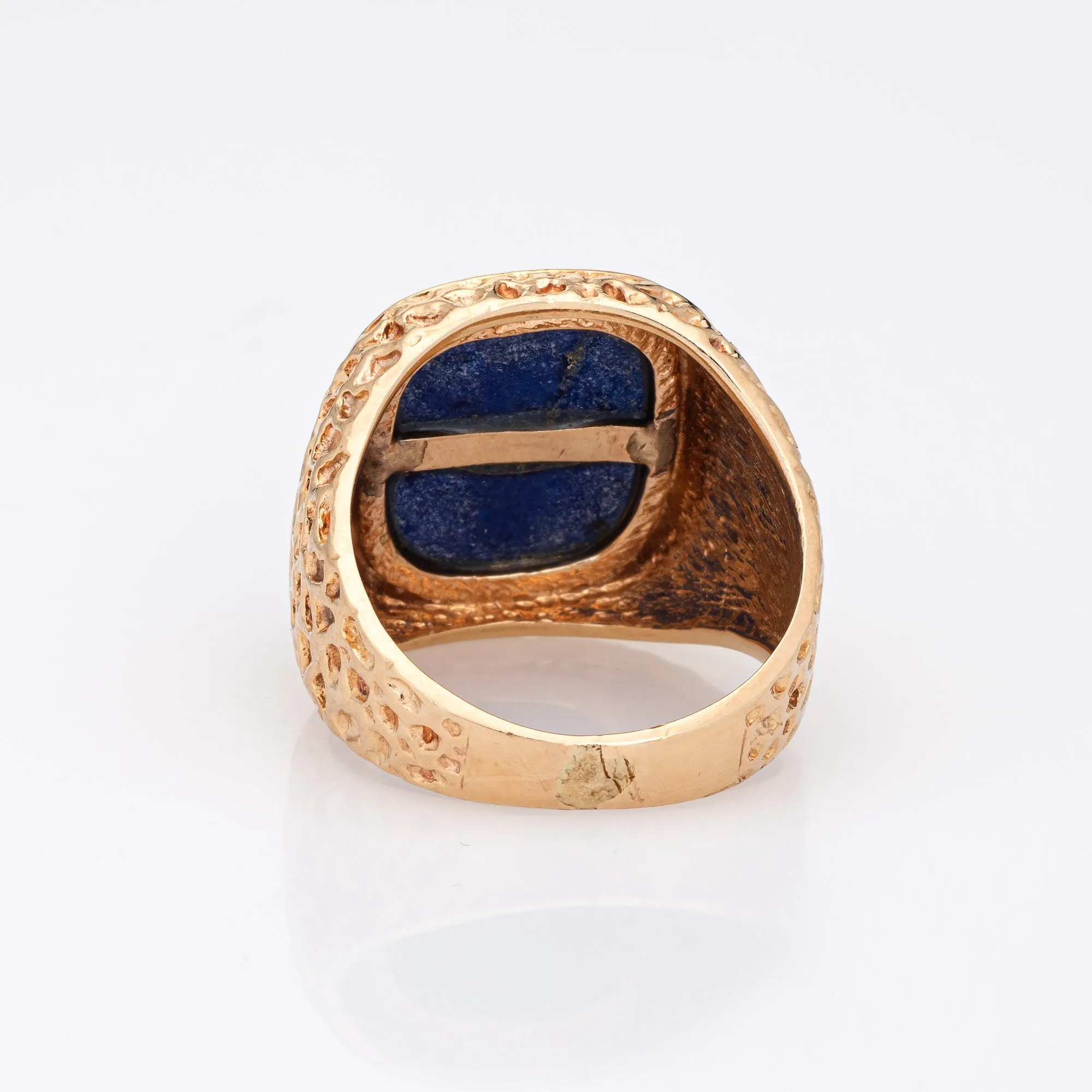 Lapis Lazuli Signet Ring Vintage 14k Yellow Gold Sz 6.5 Square Men's Band