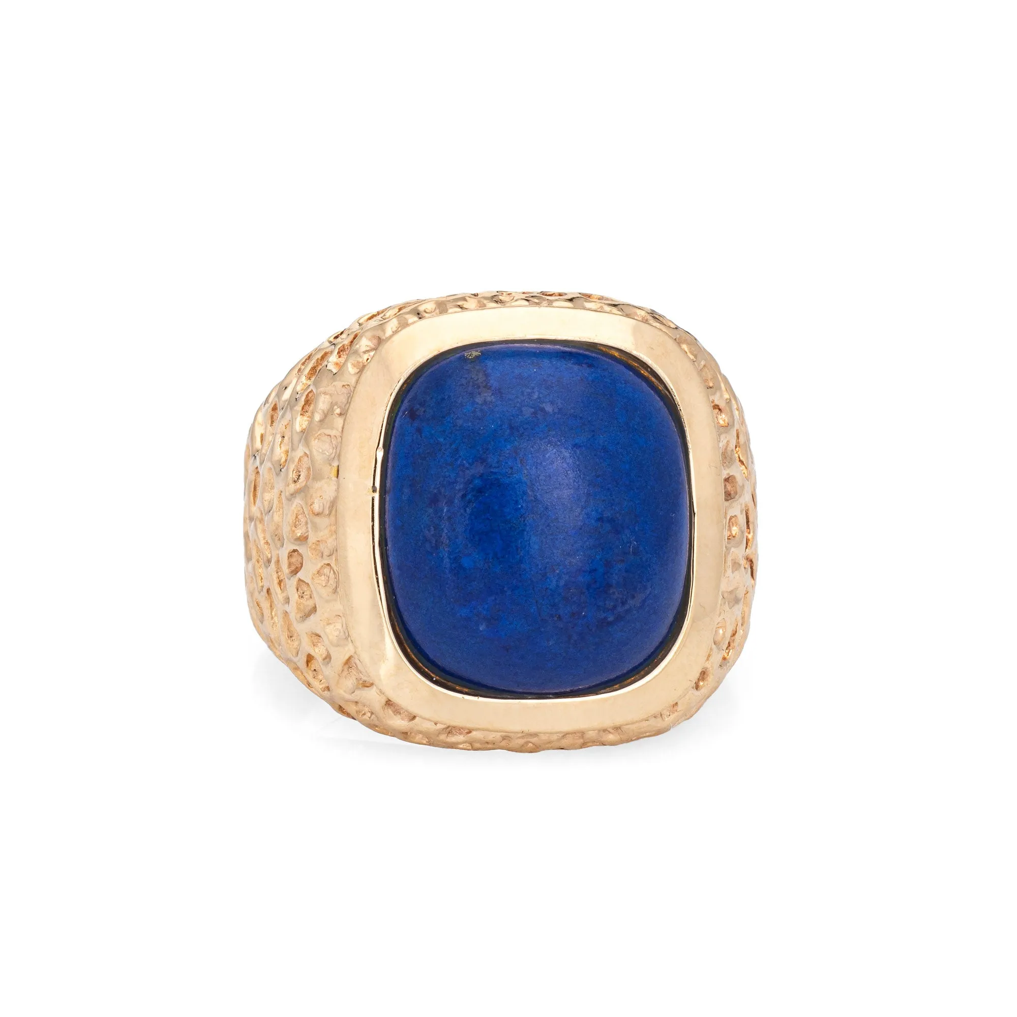 Lapis Lazuli Signet Ring Vintage 14k Yellow Gold Sz 6.5 Square Men's Band