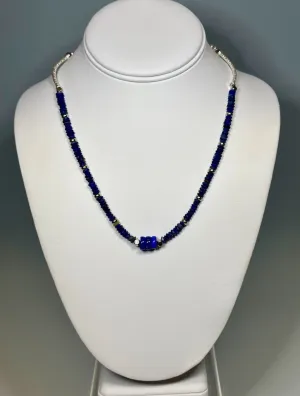 LAPIS WITH SILVER NECKLACE  LCN595