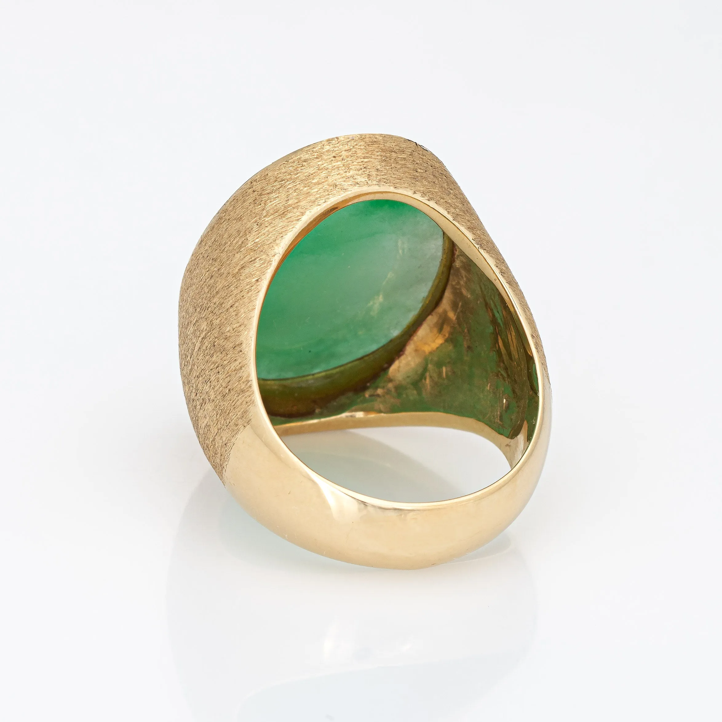 Large Jade Ring Vintage 14k Yellow Gold Oval Signet Men's Sz 10 Jewelry Gypsy