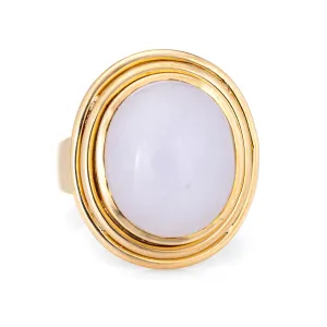 Lavender Jade Ring Vintage 14k Yellow Gold Large Oval Estate Fine Jewelry Sz 7.5