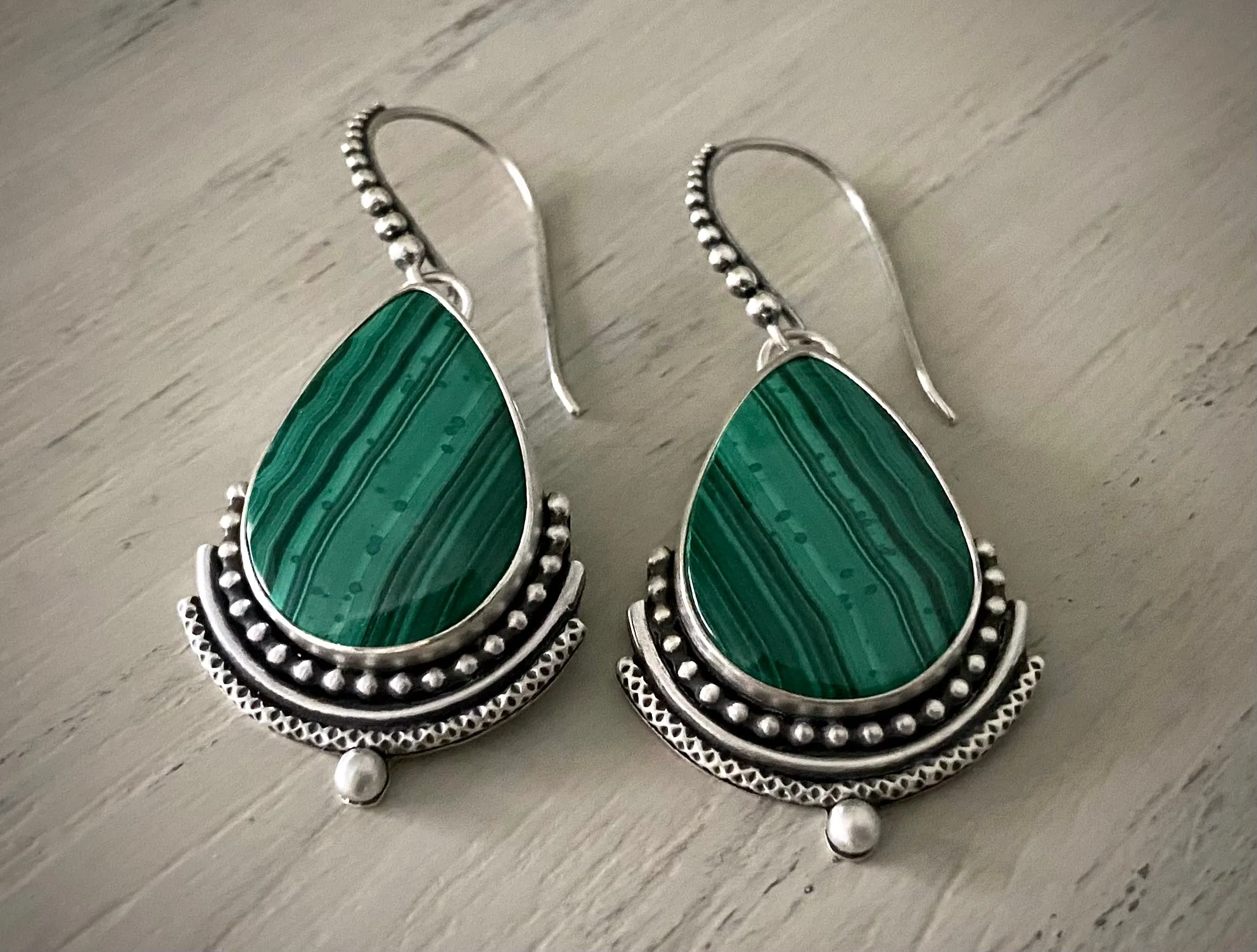 Layered Malachite Earrings