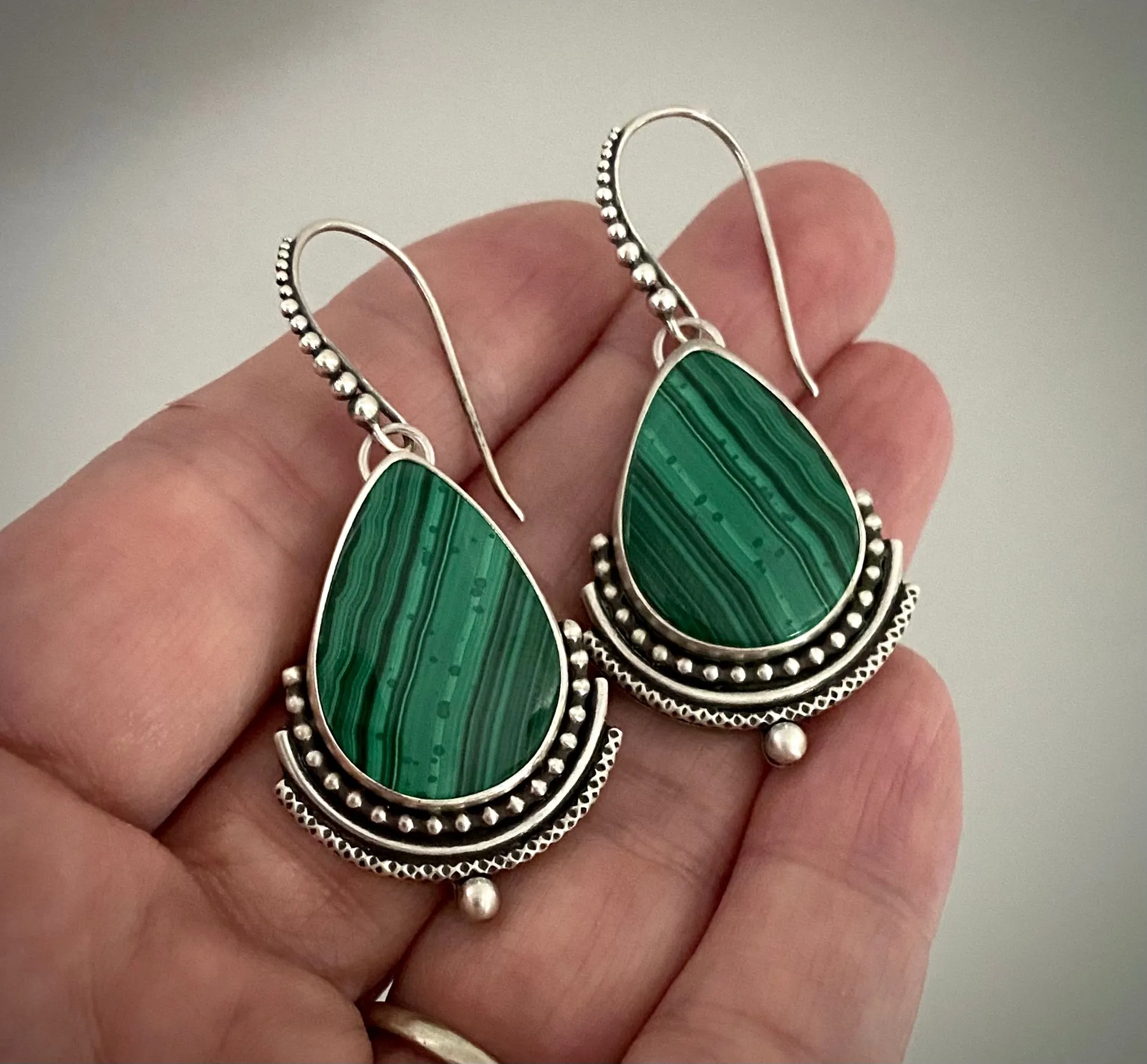 Layered Malachite Earrings