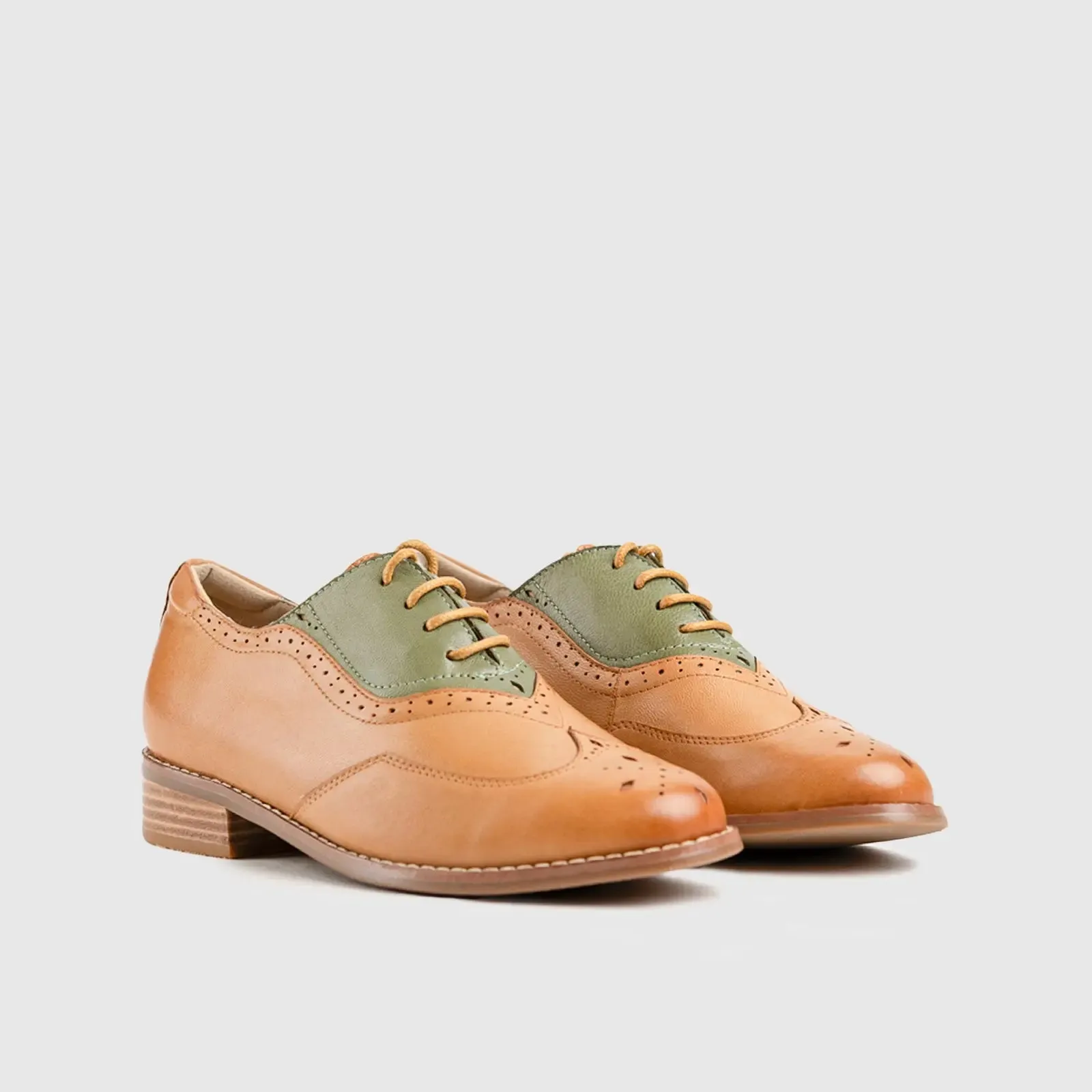Leather Oxfords Brown/Grey HA027