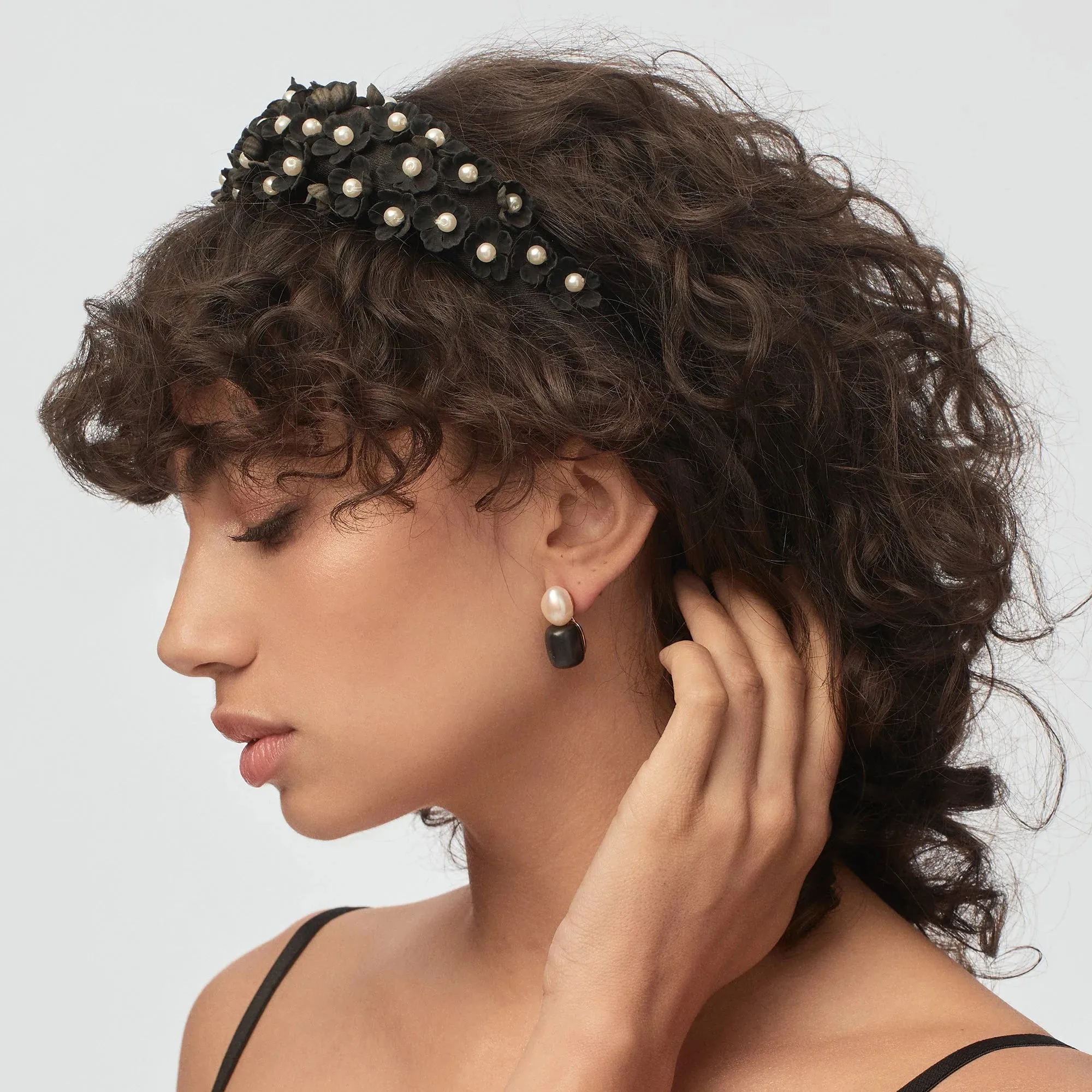 Lele Sadoughi Jet Pebble Stud Earrings