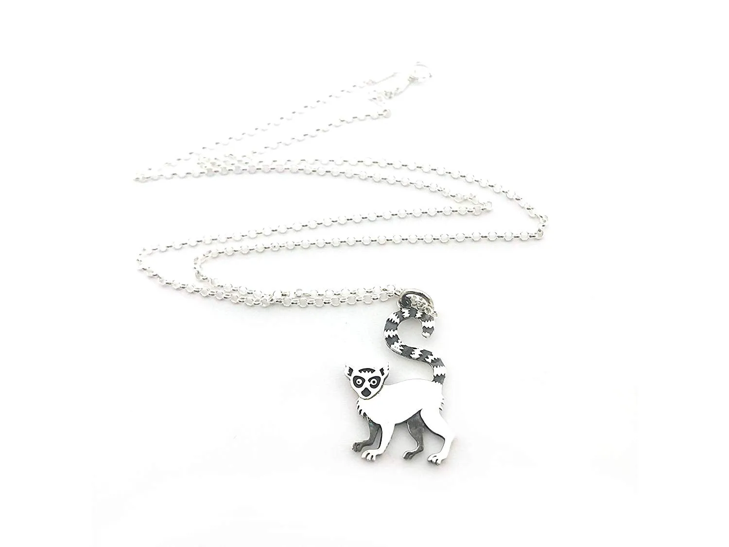 Lemur Charm Necklace - Sterling Silver Jewelry