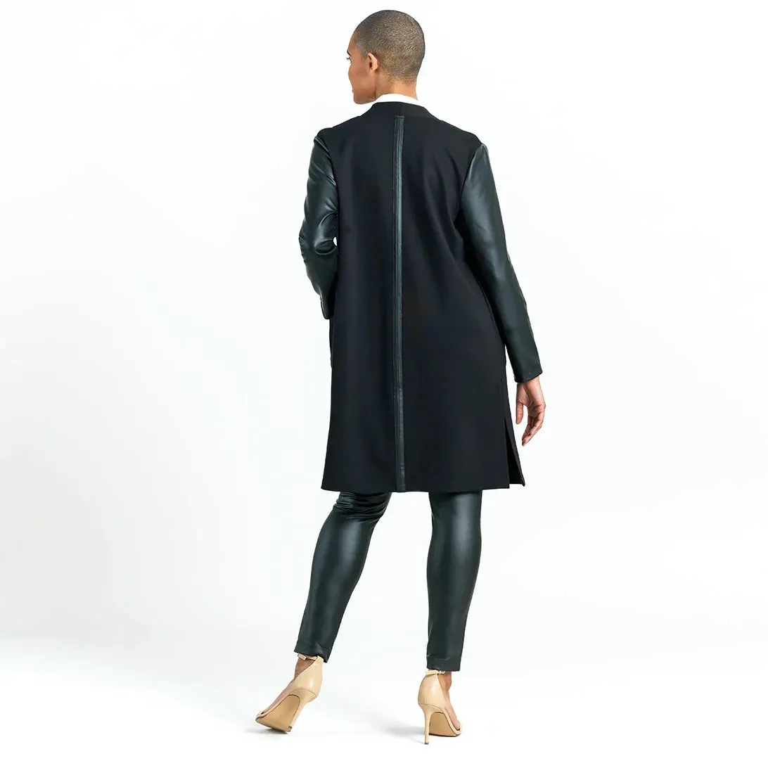 Liquid Leather Sleeve Pocket Cardigan