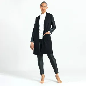 Liquid Leather Sleeve Pocket Cardigan