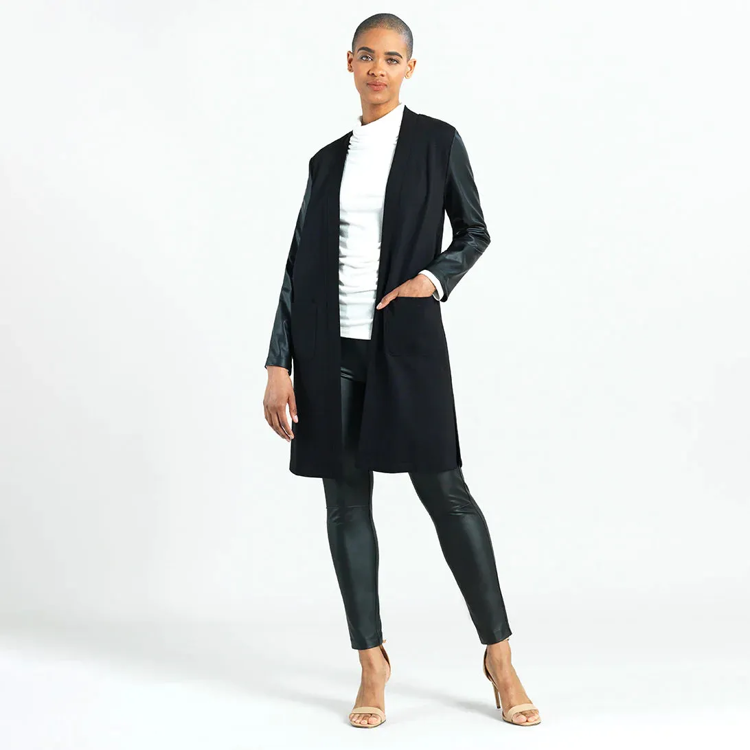 Liquid Leather Sleeve Pocket Cardigan