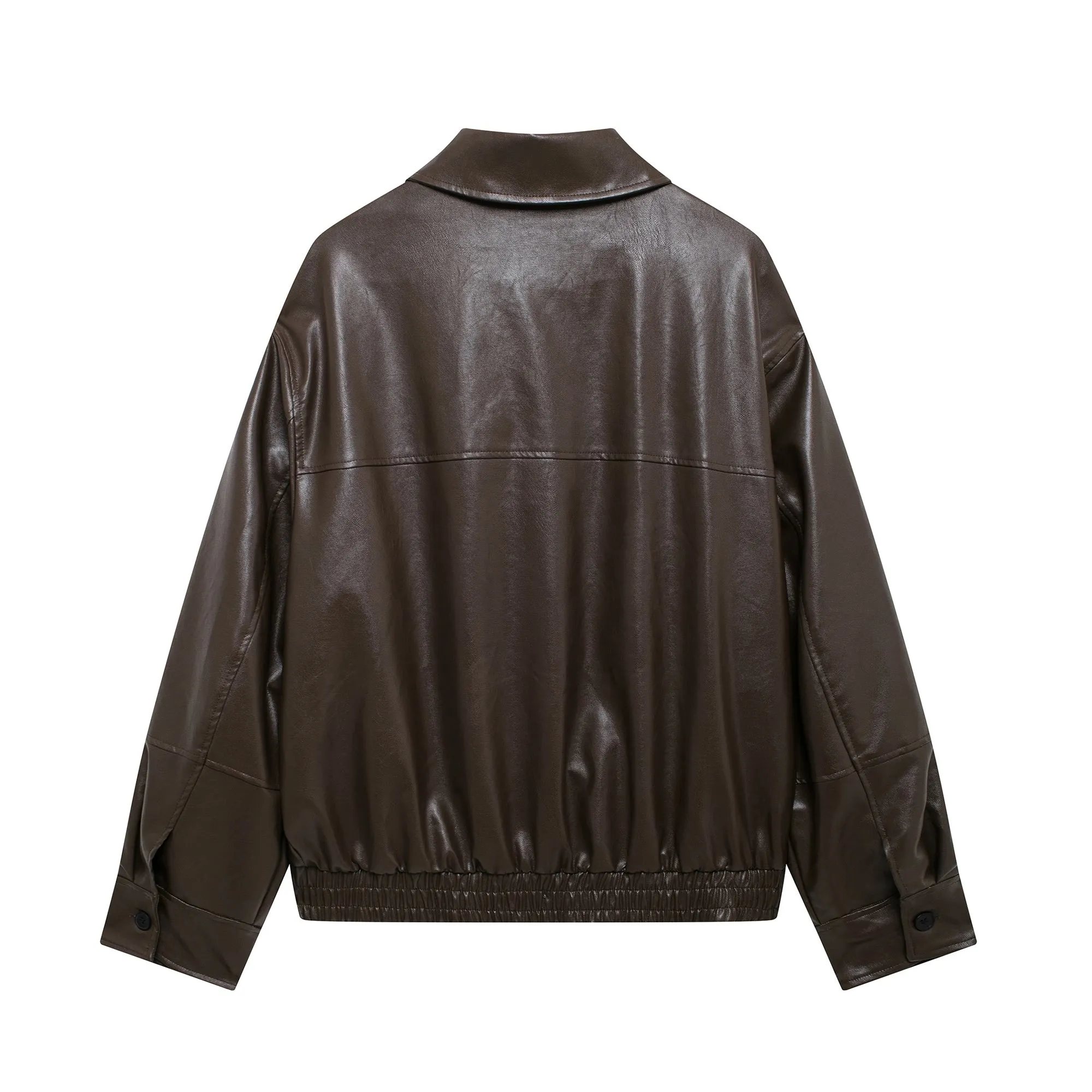 Long Sleeve Faux Leather Oversized Jacket