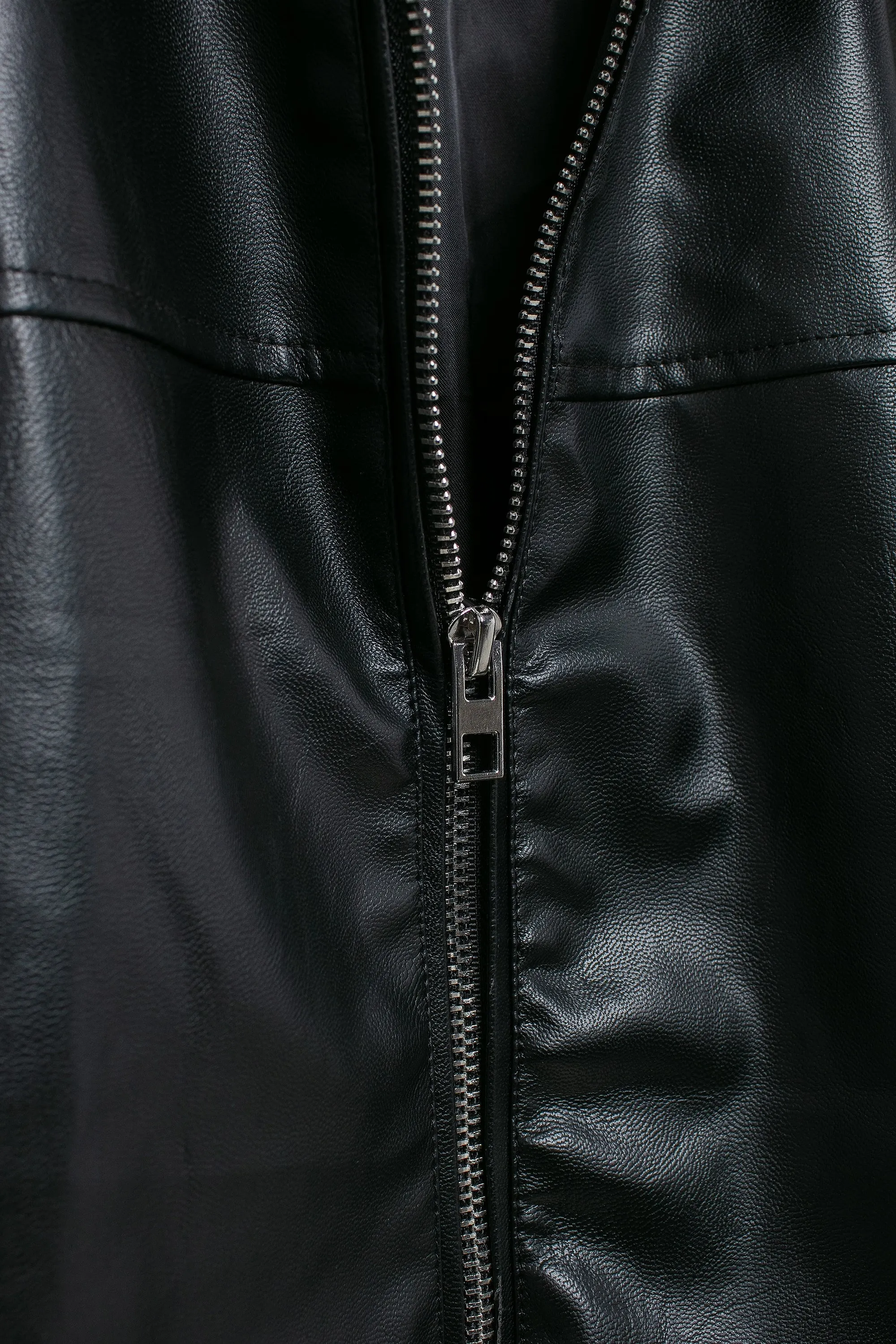 Long Sleeve Faux Leather Oversized Jacket
