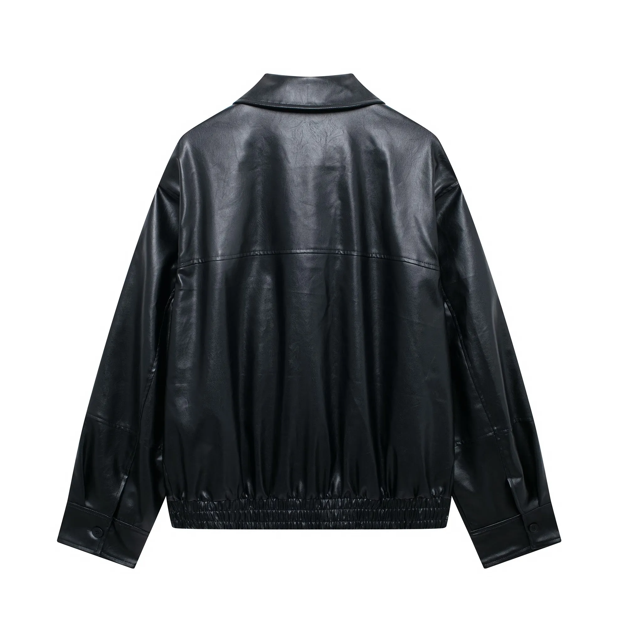 Long Sleeve Faux Leather Oversized Jacket