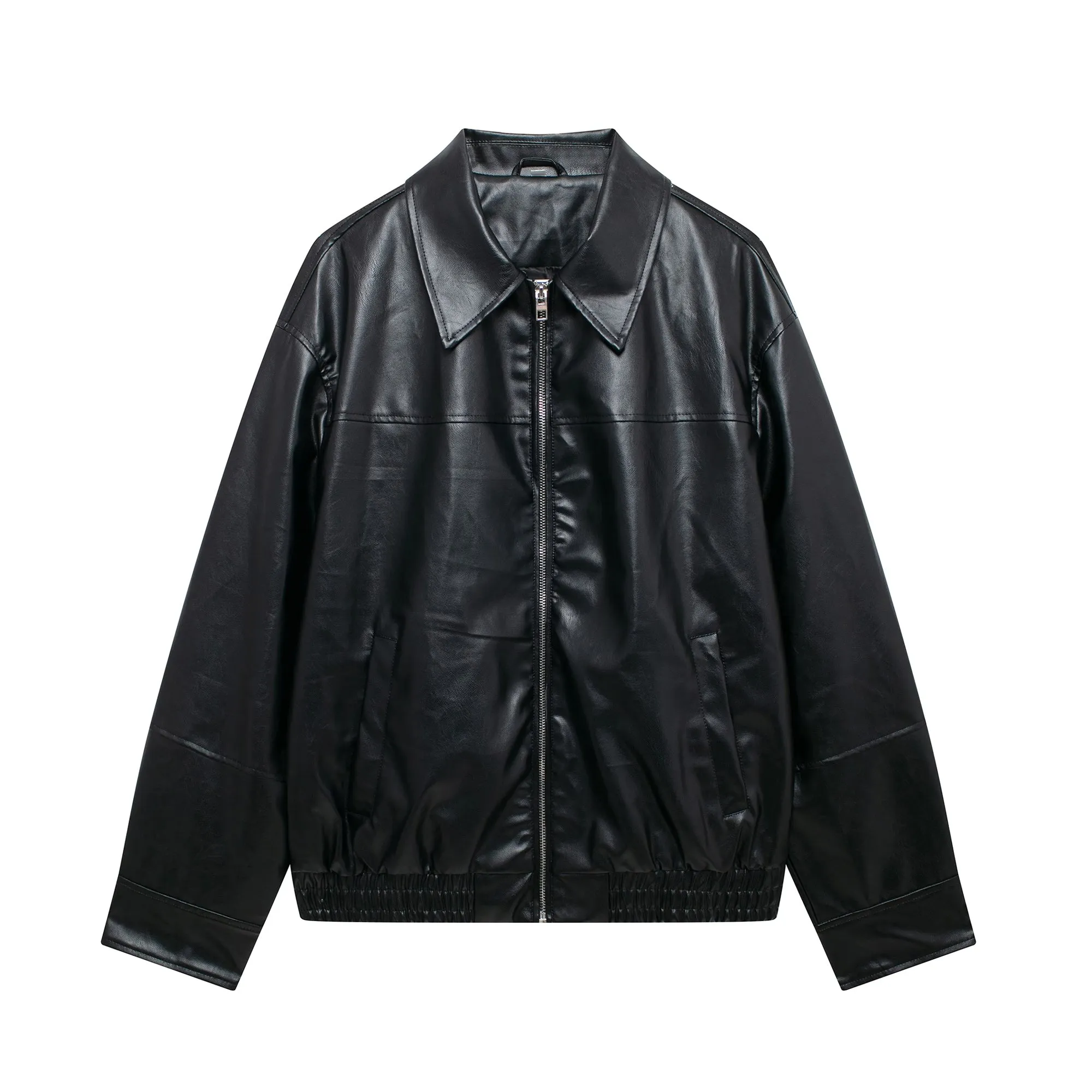 Long Sleeve Faux Leather Oversized Jacket