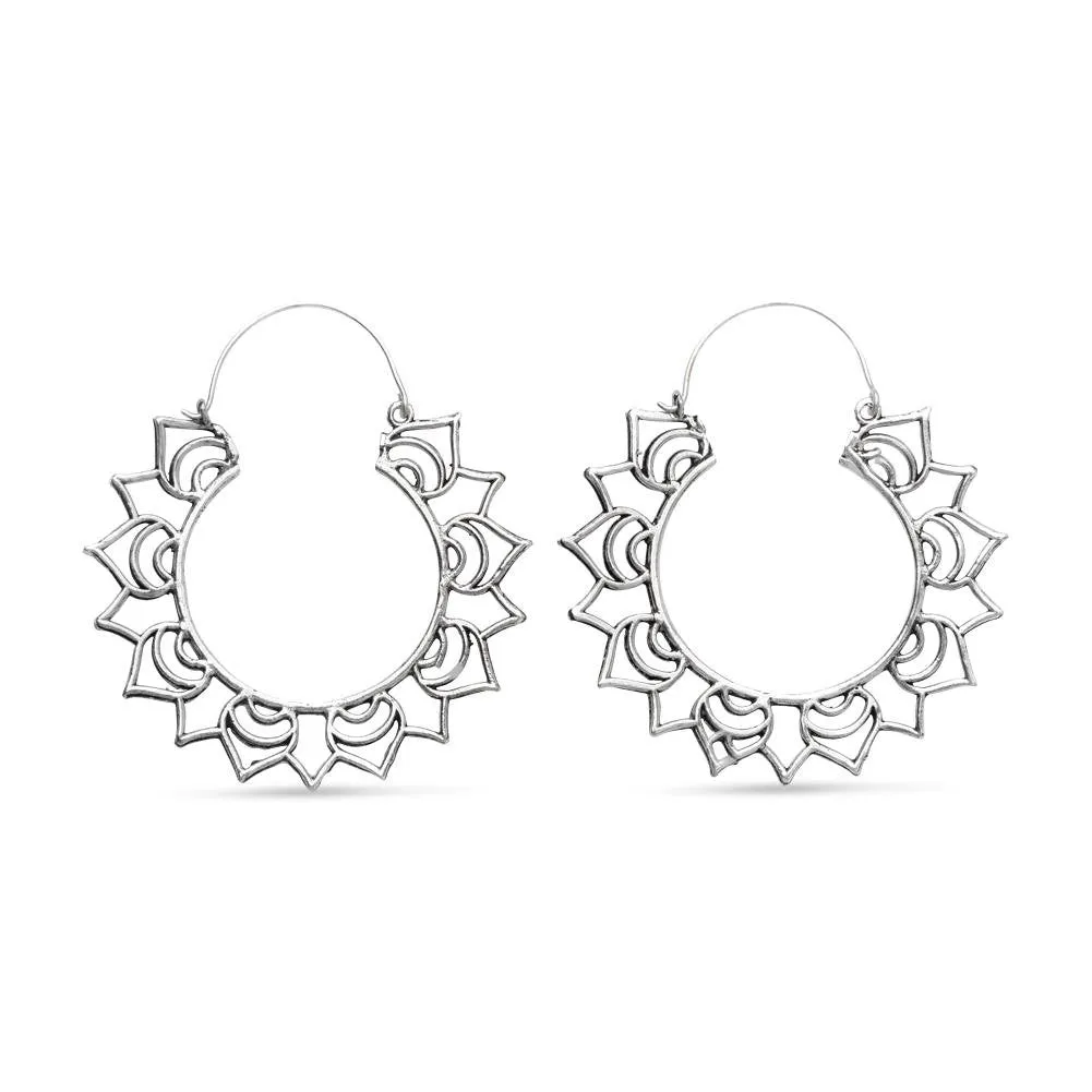 Lotus Hoop Earrings