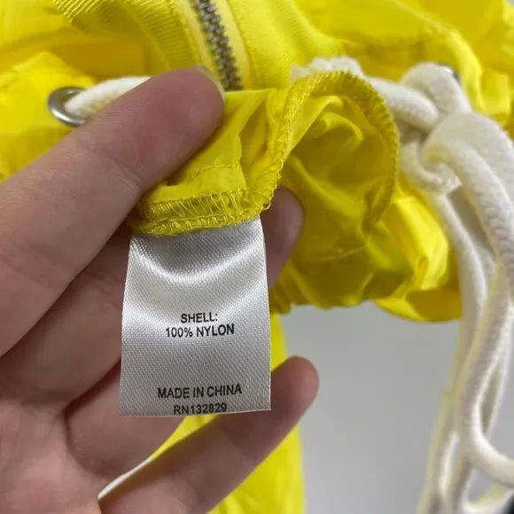 Lovers and Friends Bonnie Womens Neon Yellow New Cropped hooded Zip raincoat XL