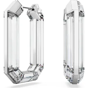 Lucent hoop earrings, Statement, Octagon shape, White 5671087