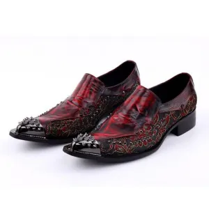 Luxury  New Handmade Men Shoes Pointed Toe Metal Tip Spikes Men Dress Shoes Slip On Evennig Party Wedding Shoes Size 38-46